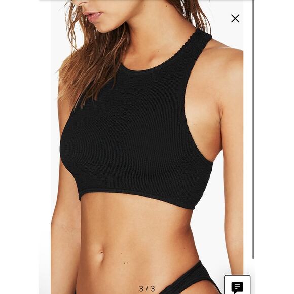 BOUND by Bond-Eye The Sydney Bikini Top Crop Ribbed Black OS $115 - Picture 1 of 6